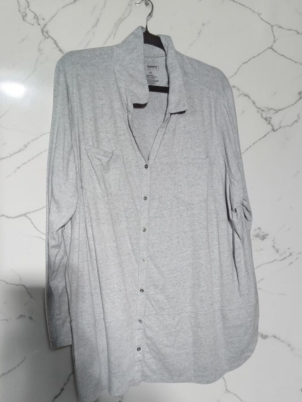 Womens Lightweight Gray Button Down Shirt